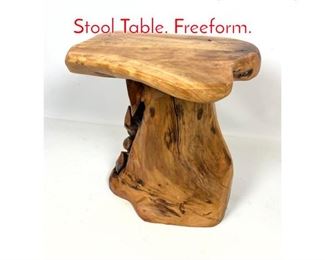Lot 1420 Natural Stump Slab Top Stool Table. Freeform.