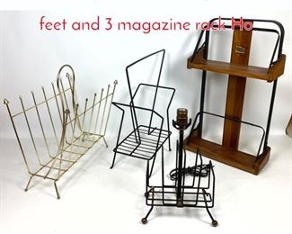 Lot 1422 4pc wire lot Lamp with ball feet and 3 magazine rack Ho