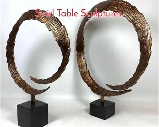 Lot 1428 Pair Contemporary Metal Swirl Table Sculptures. 