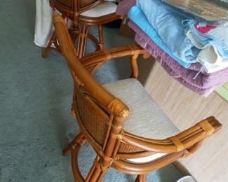 2 Bamboo/Wicker Bar Chairs $50.00 for the pair