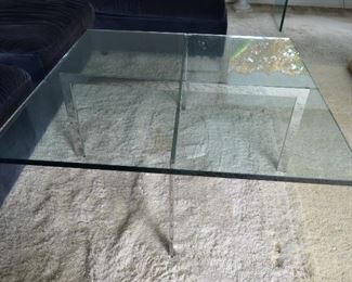 mid century post modern glass and chrome coffee table
