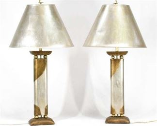 Pair Contemporary Pillar Table Lamps