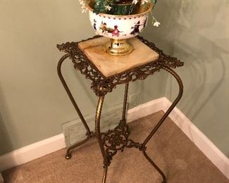 BRASS & MARBLE PLANT STAND