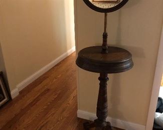 UNIQUE ANTIQUE SHAVING MIRROR ON STAND
