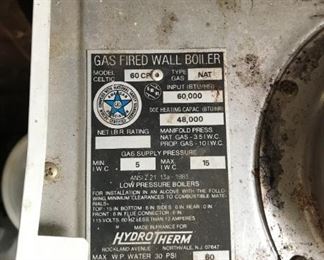 HydroTherm Model 60cp Wall Hung Gas Broiler with Phase 3 Gas HW Heater