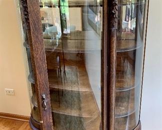 Antique Clawfoot, 5 shelf Display Cabinet Hutch w/ carved Lion Heads 
46w x 14d x 63h $450