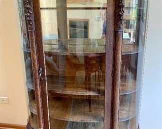 Antique Clawfoot, 5 shelf Display Cabinet Hutch w/ carved Lion Heads 
46w x 14d x 63h $450