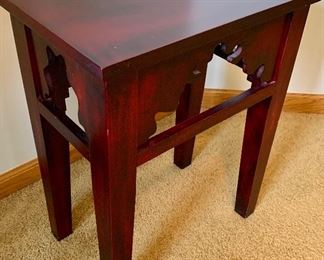 Solid Burgundy accent table 
16w x 10d x 20h $35