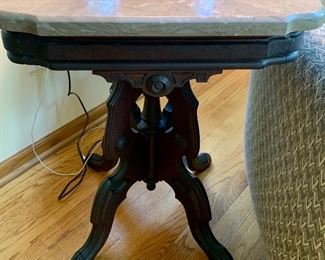 Antique Marble Top Table with Pedestal legs 24 x 17.75 x 28.5H. $135