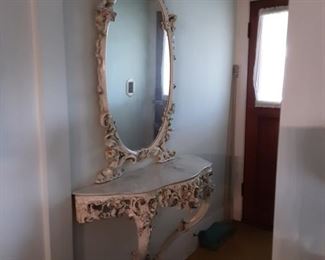 Capodimonte Hallway Oval Mirror and Wall Table