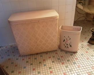 Pink vintage Hamper & Waste Basket