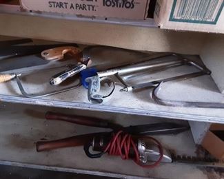 Assorted Vintage Tools - Saws, Hedge Clippers