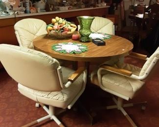 Vintage Formica Table Top & Puffy Chairs 