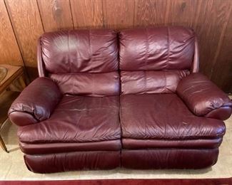 005 Red Pleather Reclining Loveseat