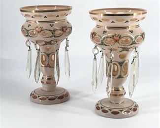 Lot 100
Bohemian Glass Mantle Lusters With Prisms