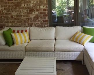 Outdoor sectional with new/alternate pillow covers; like new!