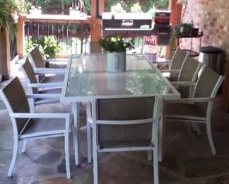 Modern outdoor dining table with 8 chairs