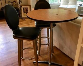 barstools and bartop  table with chrome base