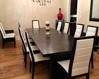 Big dining table and 12 leather chairs