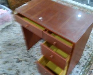 Red Desk With Glass Top