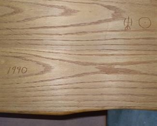 1990 Solid Oak Colectable Signed Stool