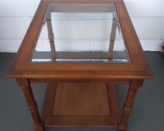 Solid Wood End Table With Glass