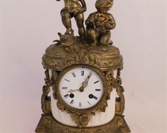 French bronze and marble clock