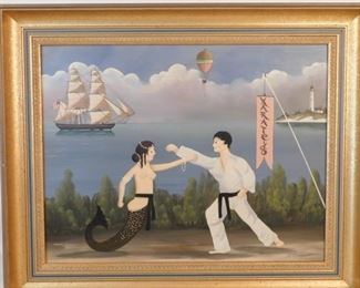 Ralph Cahoon mermaid karate painting 
