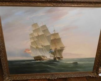 Large Ca 1830 English oil sea battle