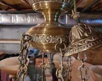 Huge Brass & Alabaster chandelier - was hug in the entrance of a restaurant 