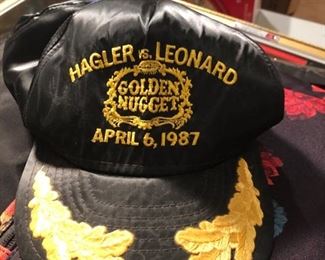 Hagler Leonard fight hat 
