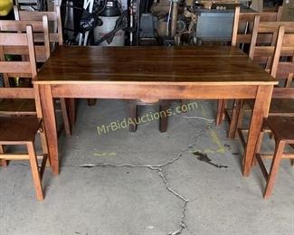 Handmade cherry dining room table and six chairs