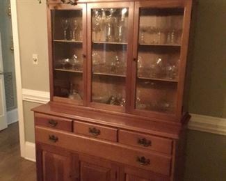 Antique solid Cherry china cabinet by Henkel Harris
