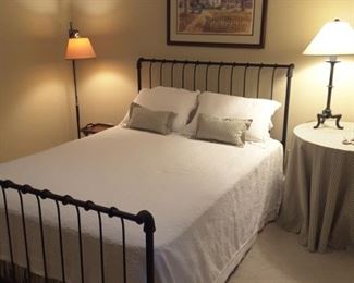 Queen size wrought iron sleigh bed and mattress set