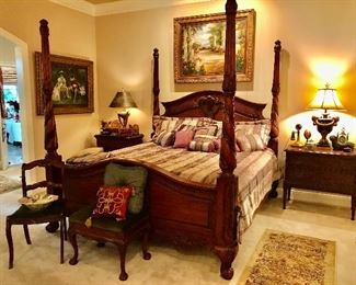 King size bed heavily carved, Sleep Number mattress set included