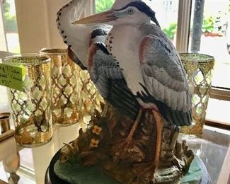 *A VERY RARE* Andrea by Sadek “Double Great Blue Heron” with base, and signed by Norman Sadek