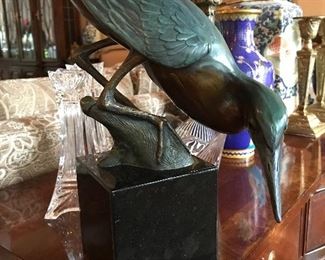 Bronze limited edition signed Little Green Heron by Geoffrey Smith