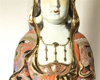 Signed Vintage Asian Porcelain Sculpture 38in H