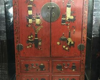 Hand Made Hand Painted Asian Cabinet