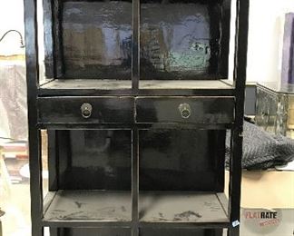 Black Toned Lacquered Asian Cabinet