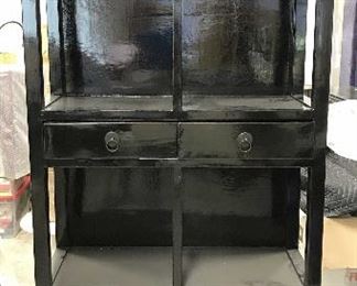 Black Toned Lacquered Asian Cabinet