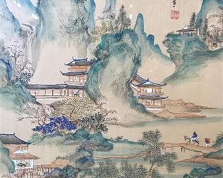 Japanese Style Landscape Painting on Silk
