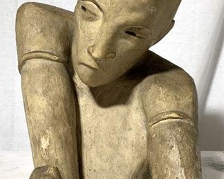 Male Figure Modernist Style Plaster Bust Sculpture