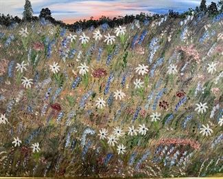 Helen Foy Signed Happy Field Wild Flowers painting