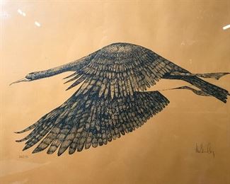 Signed Ltd Ed Etching of a Bird