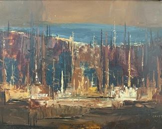 Lewis Scott Croft Signed Abstract Oil Painting