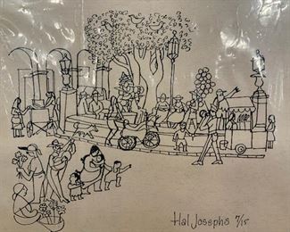 Hal Josephs Jardin Signed Ink Drawing
