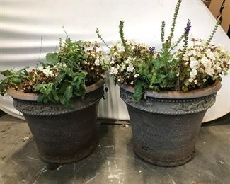 Pair Slate Toned Planters