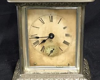 Silver Toned Soft Metal Mantle Clock