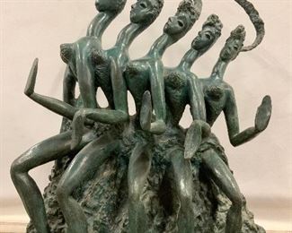 Nude Women Bronze Verdigris Multi Figure Abstract